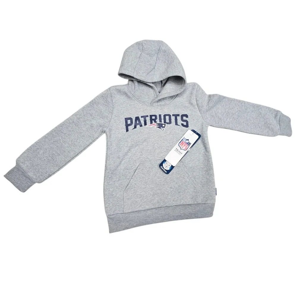Gerber NFL Patriots Hoodie Kids 5T Gray Fleece Pullover Fan Gear Football Sports